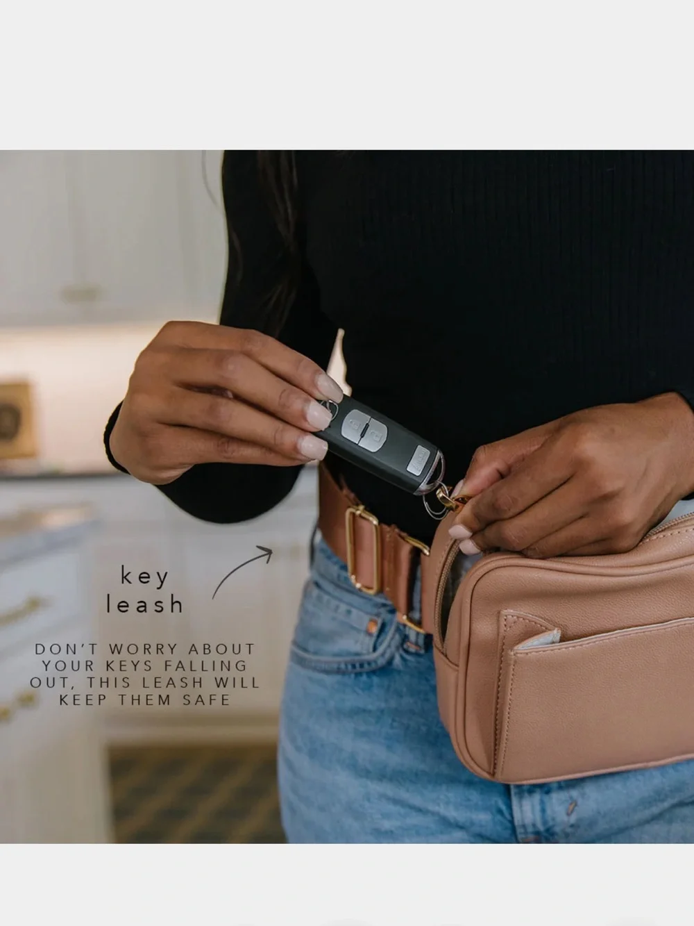 ayla & co Tan Leather Belt Bag with Matching Card Case